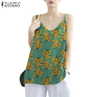Zanzea 女士夏季休閒花卉印花無袖背帶吊帶背心