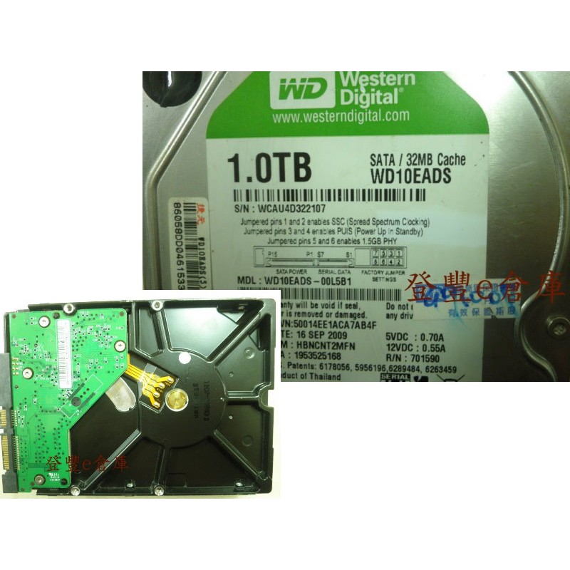 【登豐e倉庫】 F329 WD10EADS-00L5B1 1TB SATA2 硬碟咖咖 救資料 救援資料