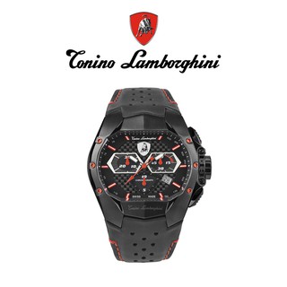 【WANgT】Tonino Lamborghini藍寶堅尼 黑紅卡夢紋三眼計時手錶禮盒(T9GA)