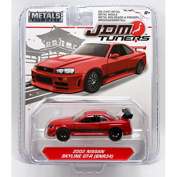 【秉田屋】現貨 Jada Toys JDM Nissan 日產 Skyline GT-R R34 2002 紅 1/64