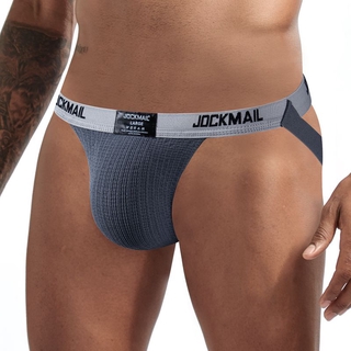 JOCKMAIL 男士內衣棉質男士條紋內衣丁字褲舒適背帶性感比基尼