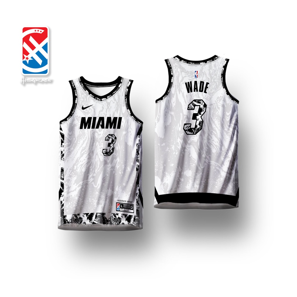 Miami HEAT WADE WHITE BLACK X HG CONCEPT JERSI 籃球球衣籃球衫