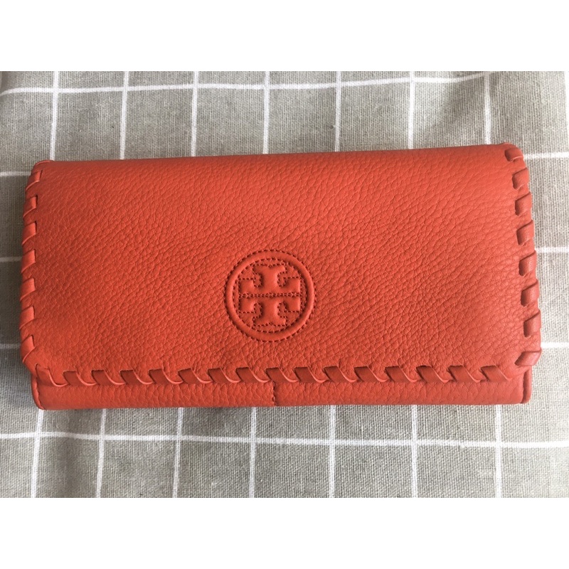 tory Burch TB 二手包 女生 長夾 錢包 紅色 正品 錢夾 編織款 真品 編織款 出清 羊皮