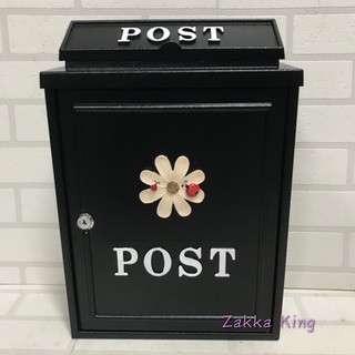 [HOME] 鄉村白色波斯花信箱 超取蝦皮限1件信箱 POST 信件箱 鑄鋁信箱 郵箱 耐候性佳 可放4A雜誌類郵件