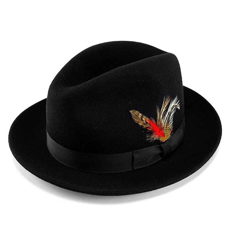 美國 NEW YORK HAT  - THE FEDORA HAT 三凹 長簷 羊毛 紳士帽 - 黑色