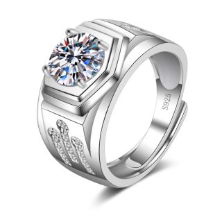 瑞士 百年品牌 皇家橡樹 2克拉 莫桑鑽 摩星鑽 八心八箭 007 戒指 可調式戒圍 不退色299