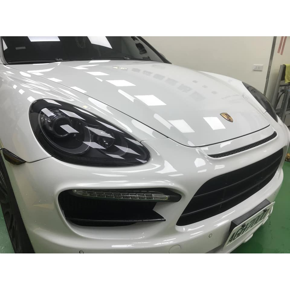 Porsche Cayenne大燈STEK smoke自動修復透明淺燻黑燈膜包膜