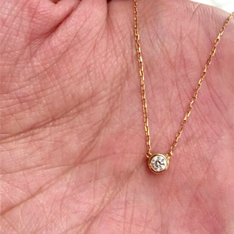 [熱門優惠商品 0.15ct] 類Tiffany款式 15分鑽 18K黃金 單鑽 鎖骨鍊 項鍊