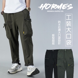 [HORMES] 014 工裝 軍裝 工作褲 大口袋 防水拉鍊 長褲 褲子 休閒 潮流 男女不拘 情侶款 孤僻風格