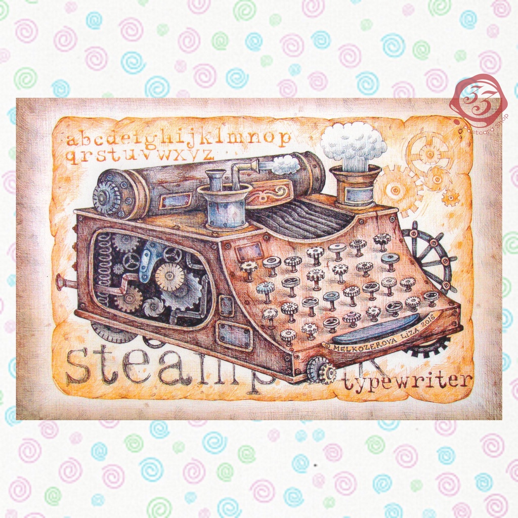 【33明信片本舖】歐洲進口明信片 Steampunk 蒸汽朋克 / 蒸汽龐克 Typerwriter 打字機 明信片