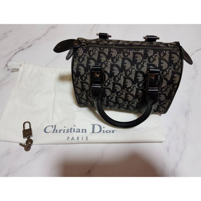 9成新:真品Dior迪奧數字織布mini20cm波士頓包