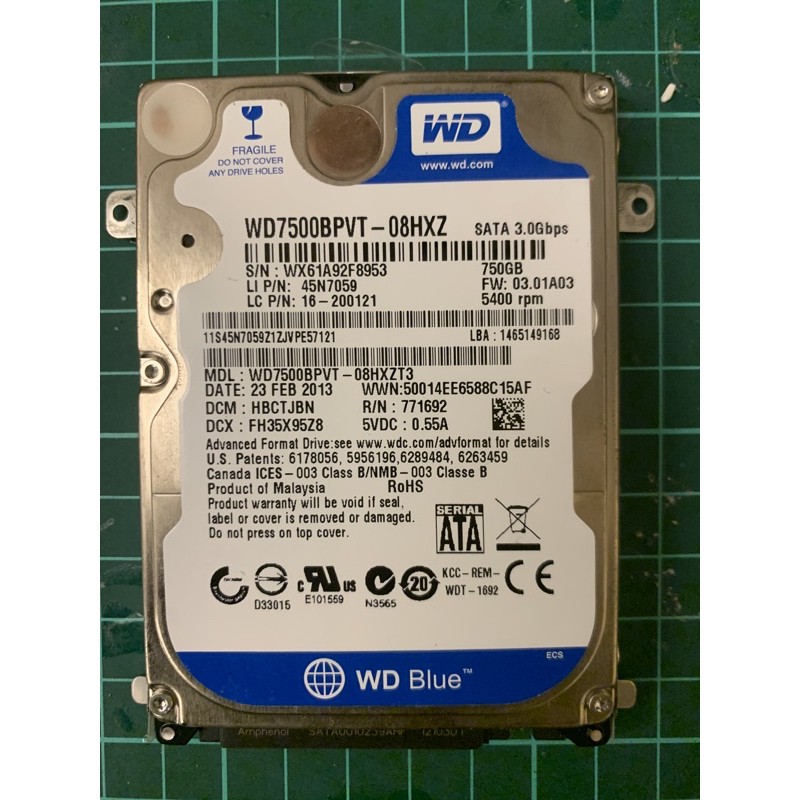WD 750G 2.5吋 HDD