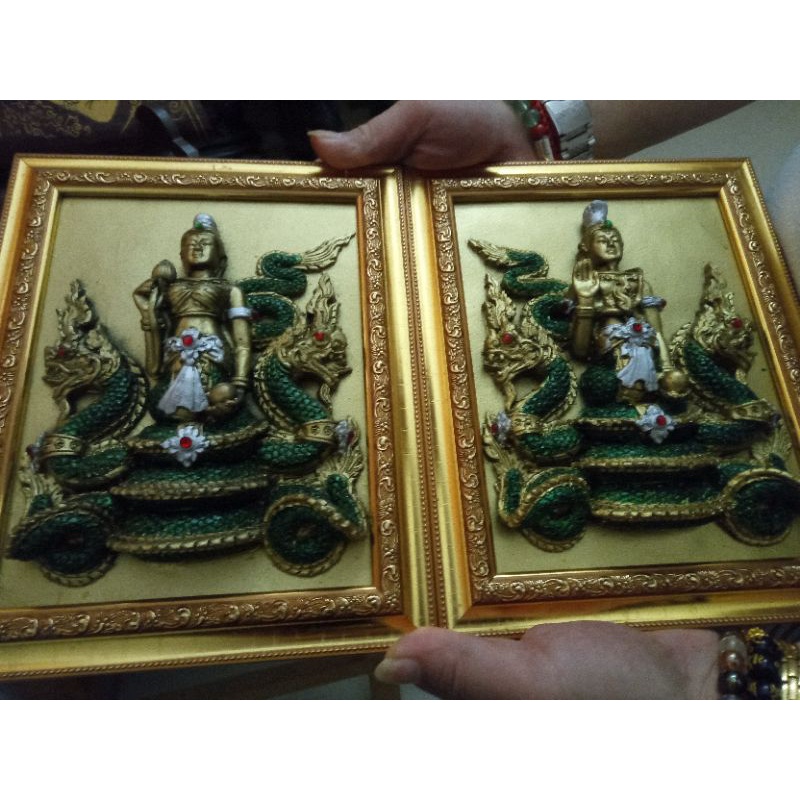 泰國水龍族法派傳人阿贊娜水龍神夫婦立體浮雕法像（1對）