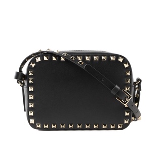Valentino Rockstud 鉚釘小牛皮相機肩背包 黑色