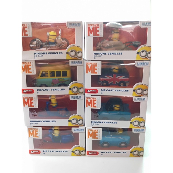全新迪士尼小小兵盒装 合金小汽車大眾巴士摩托車模型玩具人偶擺件