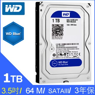 【MR3C】全新公司貨 含稅有發票 WD 威騰 1T 1TB WD10EZEX 藍標 3.5吋 桌上型 硬碟(三年保固)