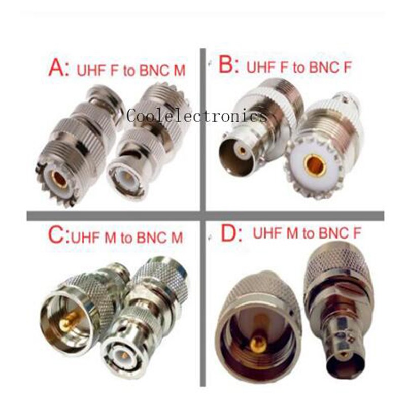 2 件 BNC 公/母到 UHF SO239 母/UHF PL259 公射頻同軸適配器電纜連接器