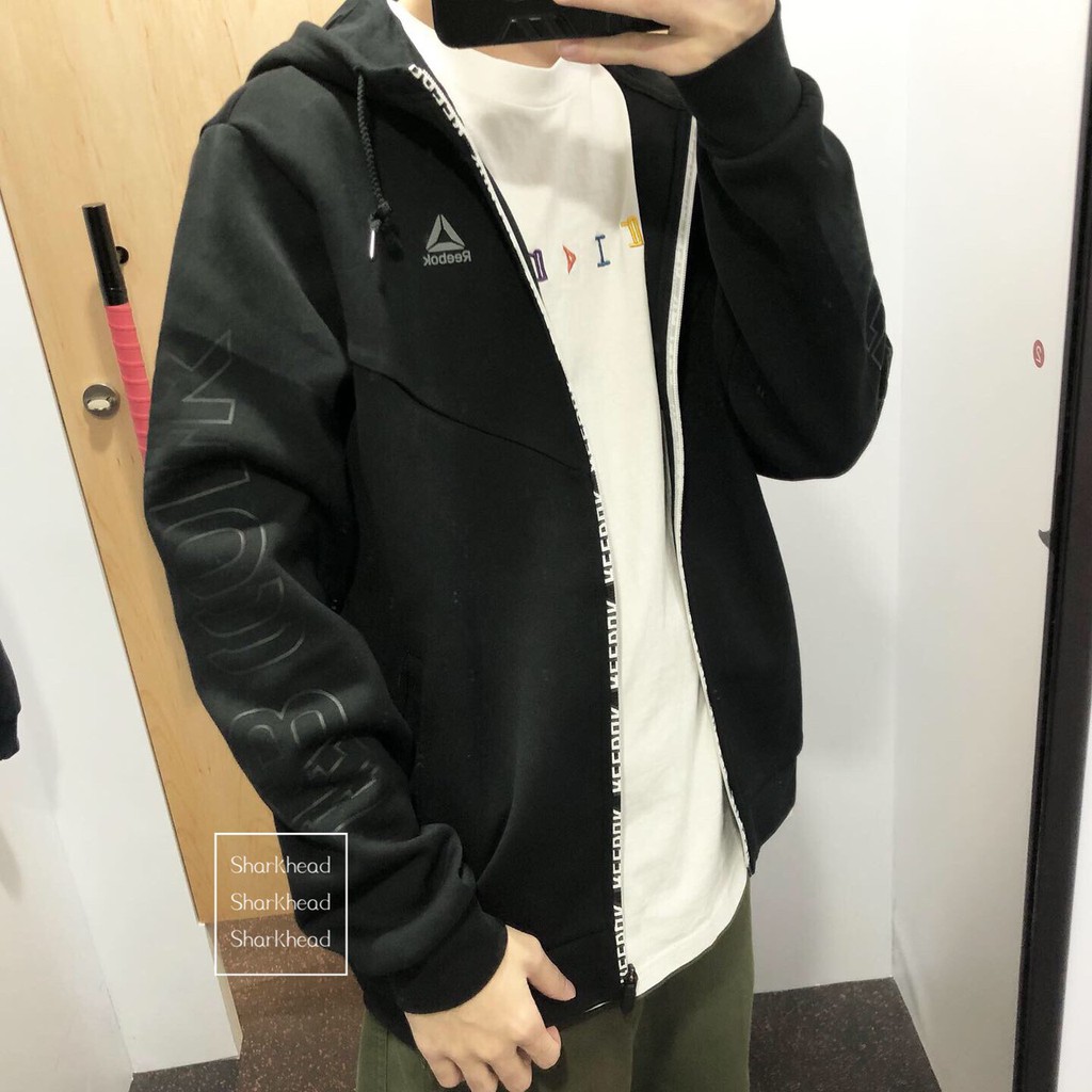 【Sharkhead】現貨 Reebok Jacket 外套 連帽外套 棉外套 黑白 串標 深藍 黑 棉質 EJ8360