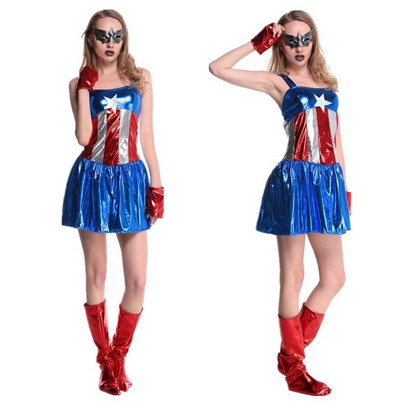 萬圣節美國動漫英雄超人裝 電影拍攝服裝 美國隊長 女超人游戲服
