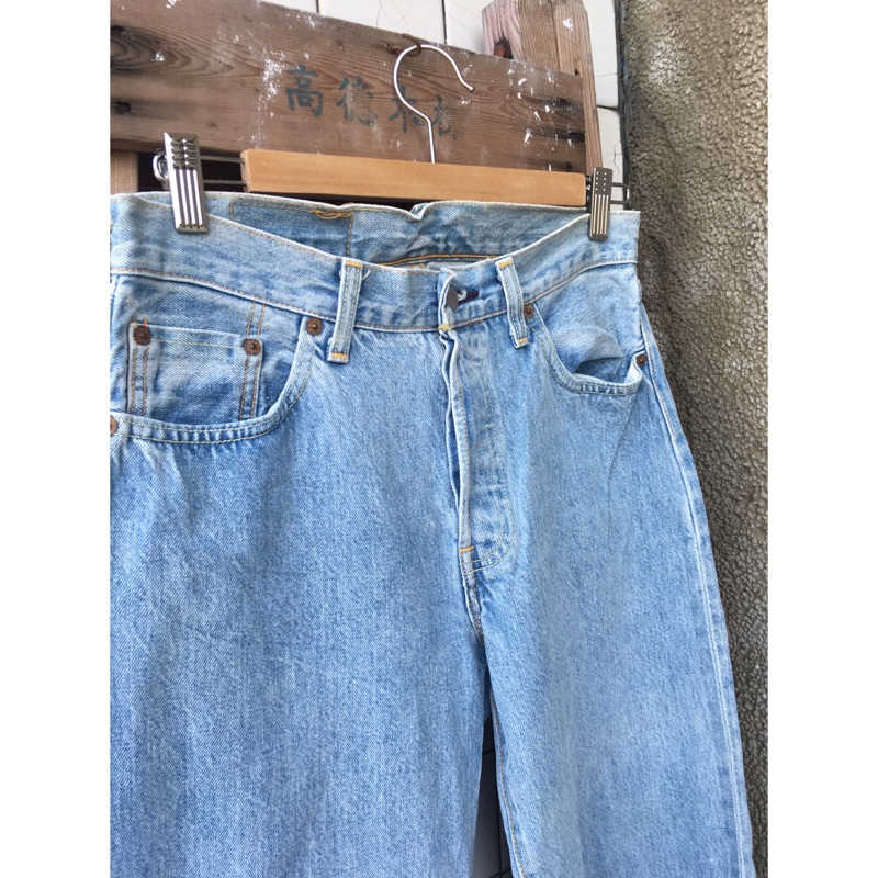 W28 美國製 LVC 超淺 女版 寬版 反折 501 赤耳 Levi's 二手 Levis 牛仔褲 1998年製 寬管