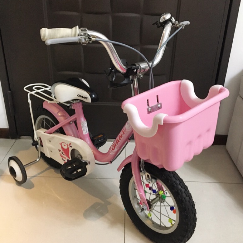 捷安特 KJ125 粉紅色 12吋 兒童腳踏車自行車 / 二手 9成新 (贈腳架及車輪珠珠)