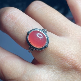 《H10》天然超美畢業冰種紅紋石鑲925銀戒指（活圍）