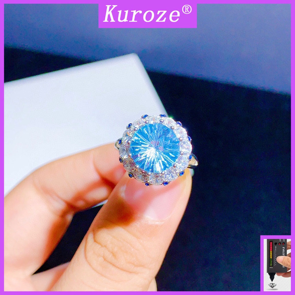 Kuroze 新款八心八箭天然黃玉藍寶石戒指女士開口彩色寶石戒指