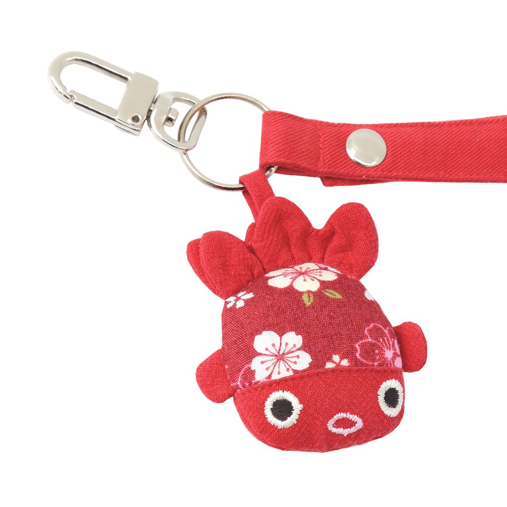 【Kiro貓】小金魚 紅花布 立體造型鑰匙圈/包包吊飾/手勾繩【820309009】