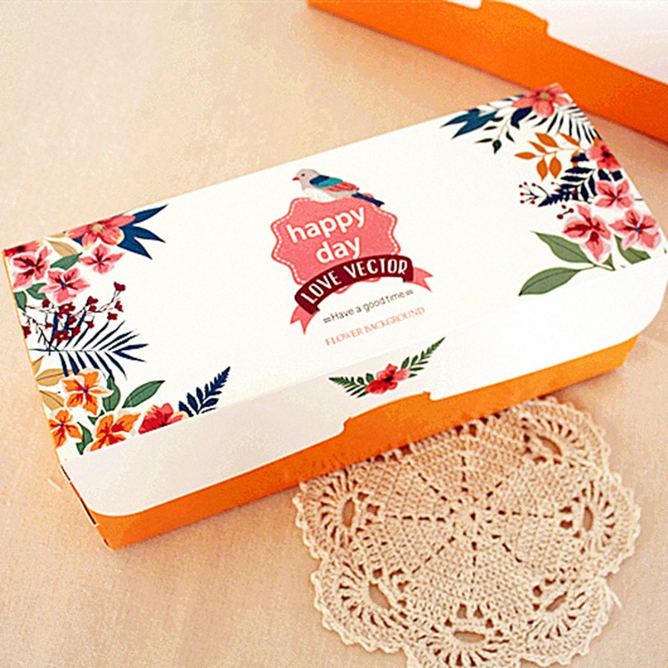 花鳥桔色 瑞士卷盒 長條蛋糕盒