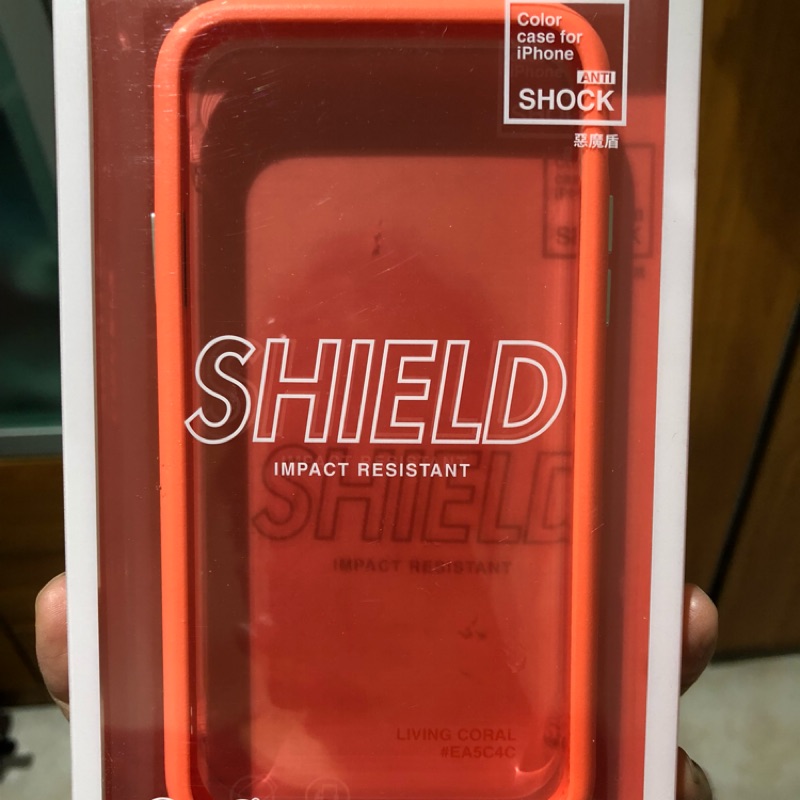 全新惡魔盾iphone11珊瑚橘送同品牌木製手機架 蝦皮購物