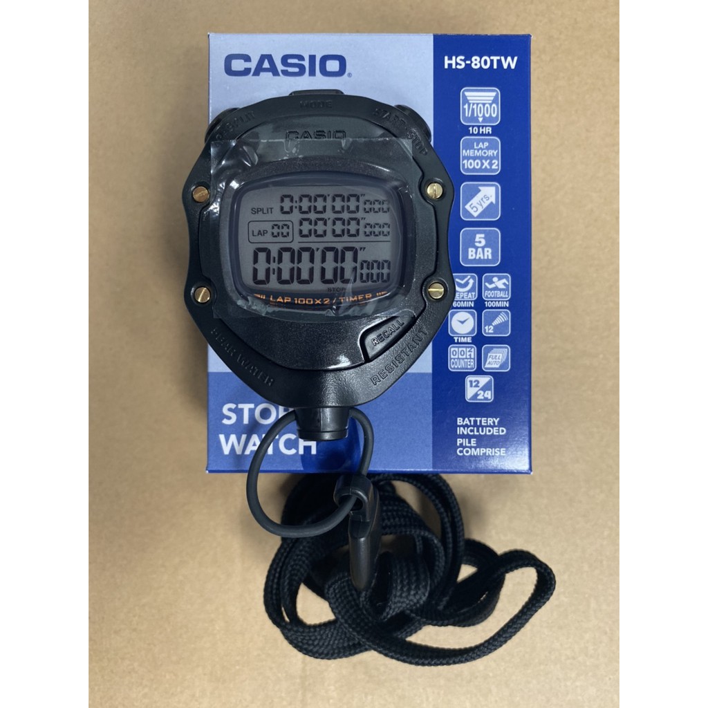 CASIO卡西歐 HS-80TW-1 專業防水碼錶 防水計時器 足球防水碼錶 公司貨 現貨