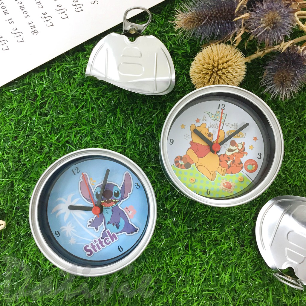 易拉罐造型時鐘 迪士尼 小熊維尼 史迪奇 鬧鐘 正版授權