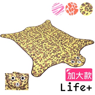 臺灣現貨24H出貨【Life+】動物叢林造型野餐墊/遊戲墊 加大款(褐色-豹紋) 戶外休閒 郊遊野餐 草坪地布 地墊睡墊
