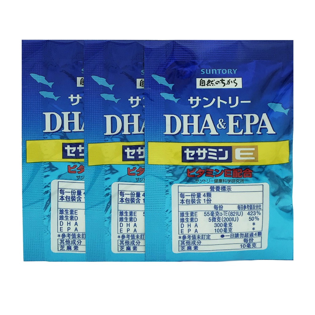『加購』Suntory 三得利 魚油 DHA&amp;EPA+芝麻明E 單包4顆入【單獨購買需5包以上才能出貨】