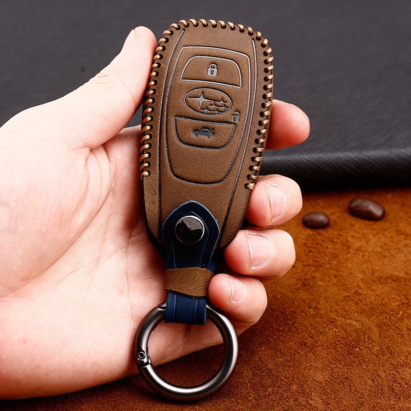 我旺精品適用於Subaru 速霸陸 鑰匙套 鑰匙包 Legacy Outback XV Forester真皮鑰匙套 鑰匙