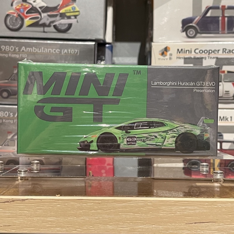 Mini GT 1:64 Lamborghini Huracan GT3 EVO &ndash; Verde Presentazione, Diecast, Nuovo