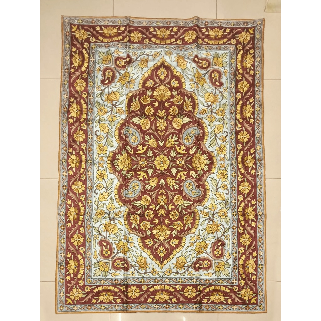 左岸｜印度喀什米爾 純手工蠶絲 刺繡編織地毯 華麗宮廷風格掛毯 波斯地毯