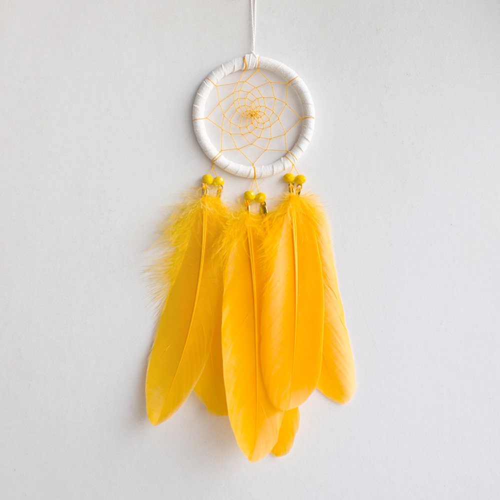 陷入春天的橘子色 - 捕夢網 8cm - 簡單酩黃 - DIY 材料包和成品都有 - 生日禮物、交換禮物、情人節禮物