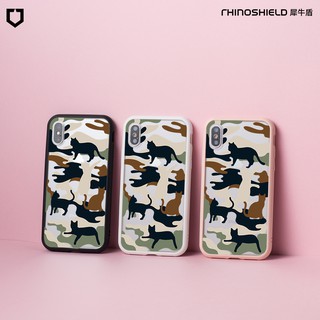 犀牛盾 適用iPhone Mod NX邊框背蓋手機殼∣獨家設計/情人款-喵迷彩-黑