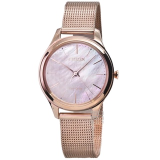 CITIZEN 星辰錶 EM0508-80Y光動能米蘭帶腕錶 / 玫瑰金 32mm