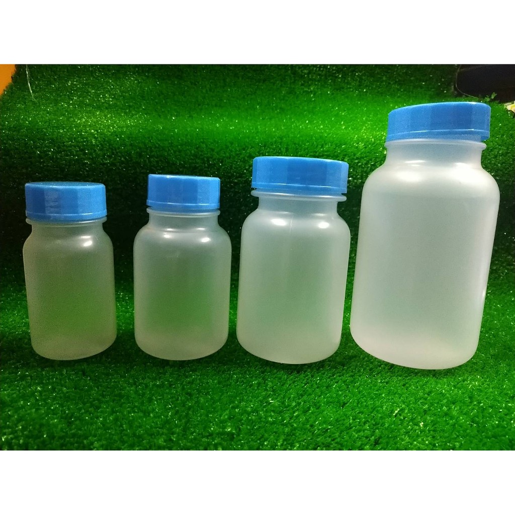 &lt;附蝦皮電子發票&gt;多種尺寸 塑膠瓶 塑膠PP廣口瓶 (藍蓋 + 內塞、無刻度) 防潮儲存罐、藥罐  分裝瓶 塑膠容器