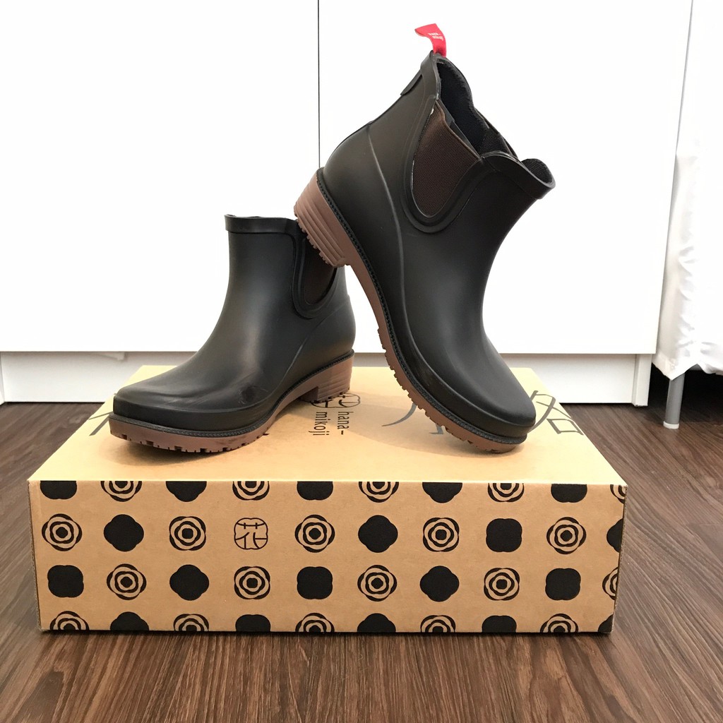 【花見小路】雨靴日/京都和風感雨靴(墨黑色)