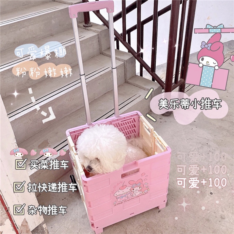 Sanrio 🌺 美樂蒂 外出 拉桿箱 學生 宿舍 買菜 取快遞 折疊 推車 購物車 三麗鷗