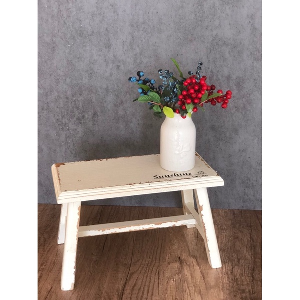 小椅子花架 木製 （花架復古風格）花架 板凳 台灣🇹🇼現貨 白色 擺攤 園藝 造景 花園雜貨 復古風 花器 椅子造型