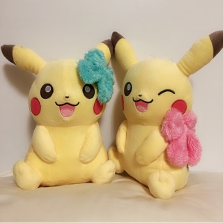 日本景品 皮卡丘 笑臉 蝴蝶結 絨毛娃娃