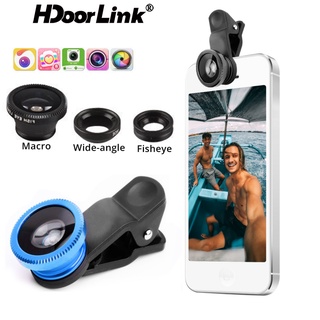 Hdoorlink 3 合 1 魚眼手機鏡頭 0.67X 廣角變焦魚眼微距鏡頭相機套件,帶夾鏡頭,適用於智能手機