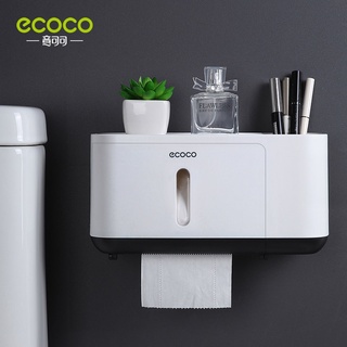 ECOCO 意可可 免釘防水 浴室捲紙盒 衛生紙盒 壁掛式 收納紙巾泵 家用浴室 收納工具