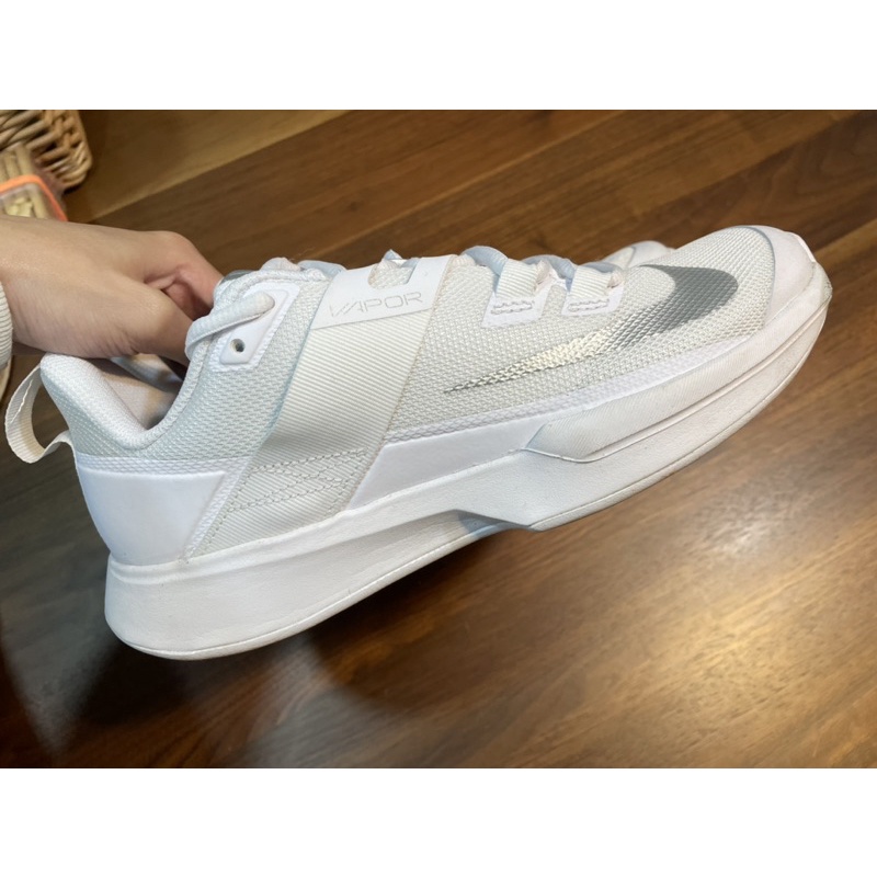 CTS/二手Nike女款硬地網球鞋 NikeCourt Vapor Lite女鞋 運動鞋 白色 銀色勾