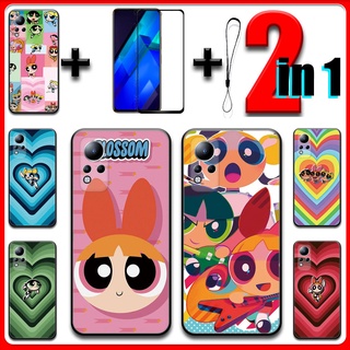 2 合 1 適用於 Infinix Note 12 (G88) 保護殼帶鋼化玻璃陶瓷螢幕保護膜飛天小女警