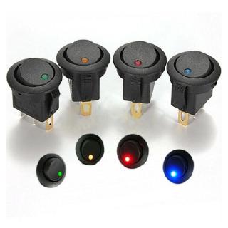12v LED 點燈汽車開關汽車船圓形翹板 3Pin ON / OFF 撥動 SPST 開關 4 種顏色藍色黃色紅色綠色